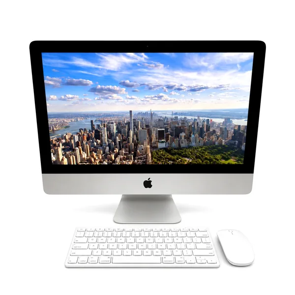 Silver Apple iMac 21.5-inch Retina 4K 2019 with wireless keyboard and mouse